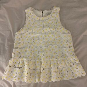 Anthropology embroidered daisy eyelet blouse